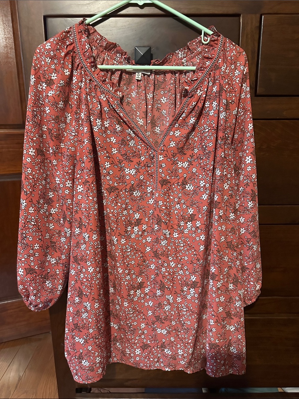 Max Studio Rust Floral Peasant Blouse